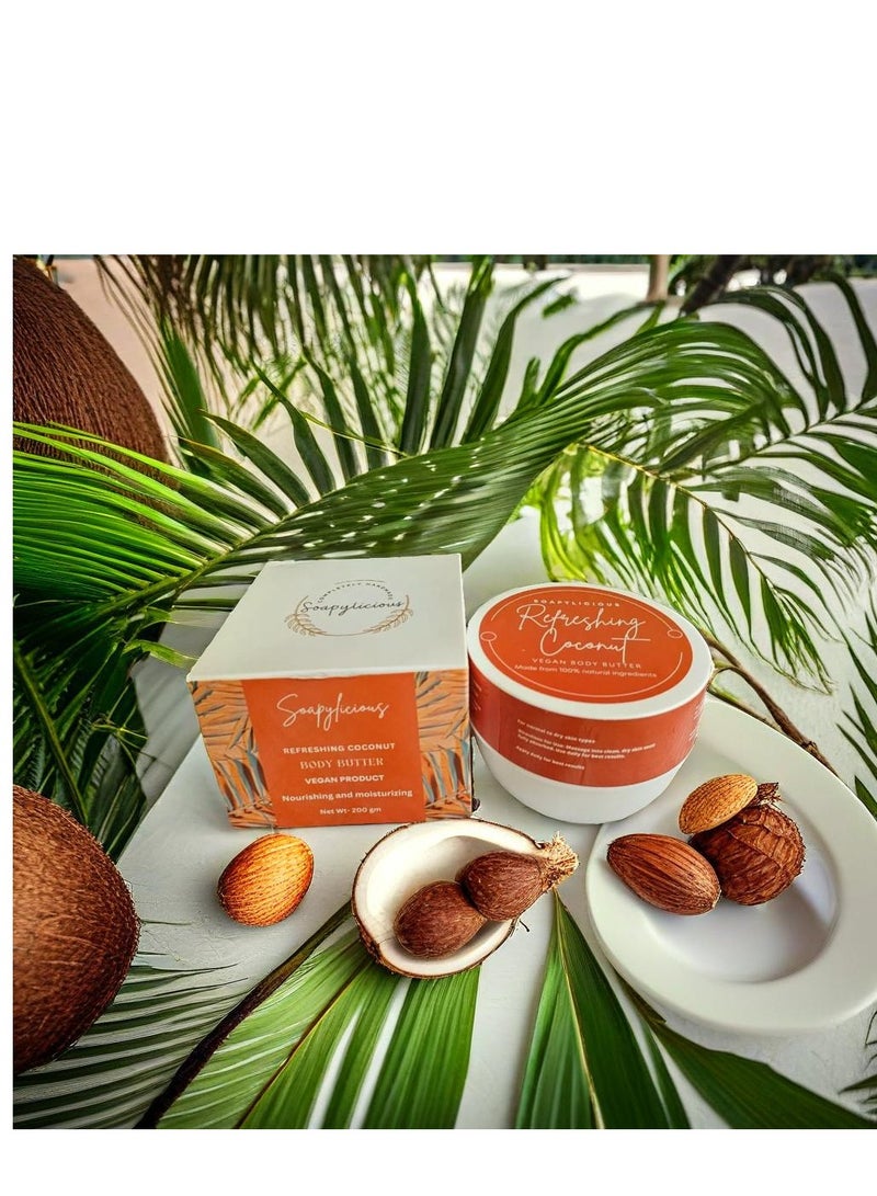 Soapylicious Coconut Shea Body Butter - Vegan 200g | Natural Skincare for Deep Hydration & Smooth, Elastic Skin  - Image 4