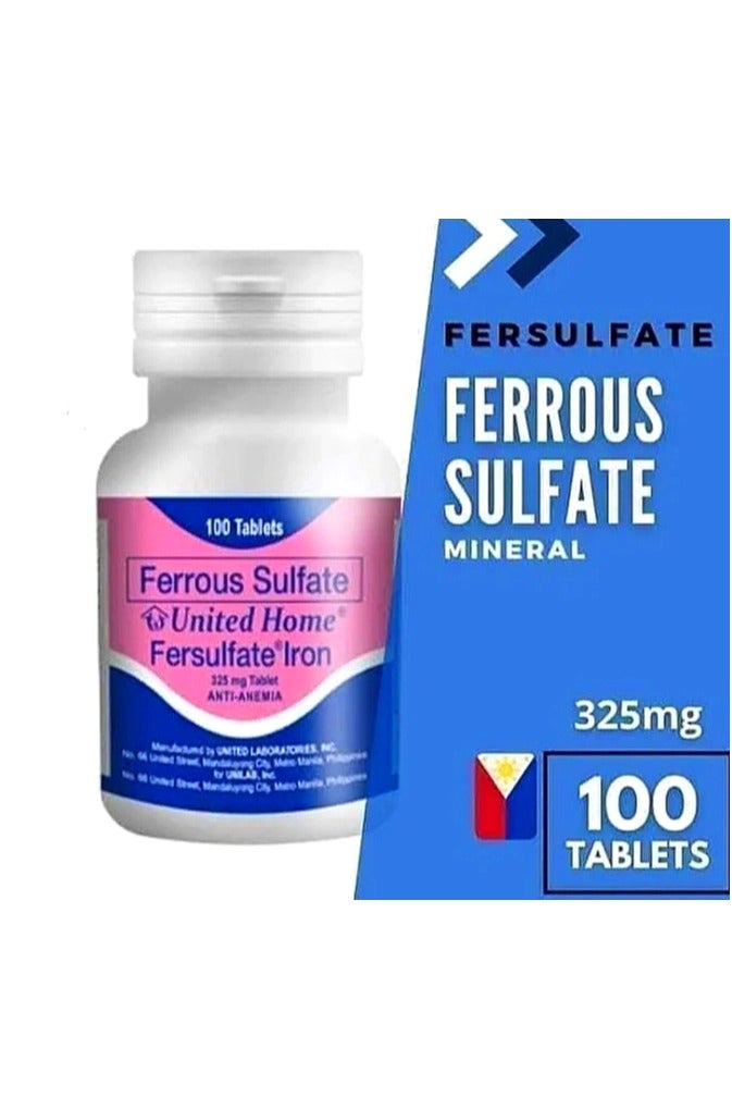 IRON United Home Fersulfate Iron Suger Coated 100 Tablets - Image 2