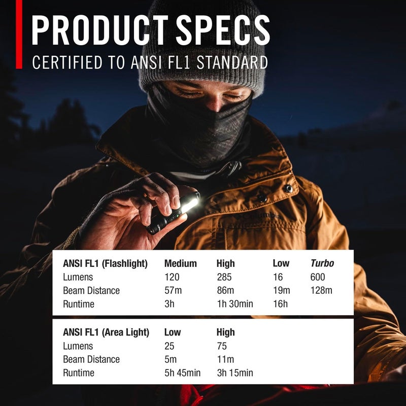 Coast KL35R 600 Lumen Rechargeable LED Pocket Flashlight with RED Light - Image 3