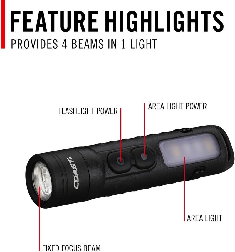 Coast KL35R 600 Lumen Rechargeable LED Pocket Flashlight with RED Light - Image 5