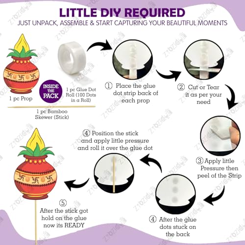 Zyozique® Shubh Annaprashan Decorations Item, Baby Rice Ceremony Decorations - Paper Banner, Photo Booth Props, Balloons, Rice Ligt| Rice Ceremony (Pack Of 69) - Image 4