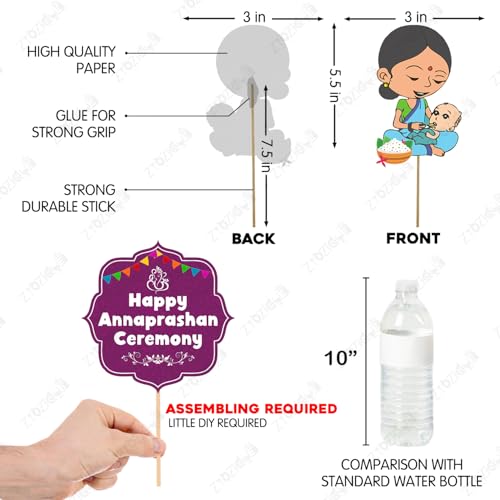 Zyozique® Shubh Annaprashan Decorations Item, Baby Rice Ceremony Decorations - Paper Banner, Photo Booth Props, Balloons, Rice Ligt| Rice Ceremony (Pack Of 69) - Image 5