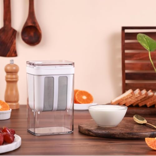 Hoxxu Greek Yogurt Strainer, 1100Ml Multi Yoghurt Maker Strainer With Fine Mesh Bag & Lid For Thick Greek Yogurt, Soybean Milk, Kefir, Berries, Soup, Fruit Juice, Coffee (Multicolor),10.8X9X17.6 Cm - Image 2