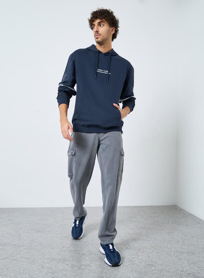 Styli Navy Blue Graphic Print Hoodie - Image 2