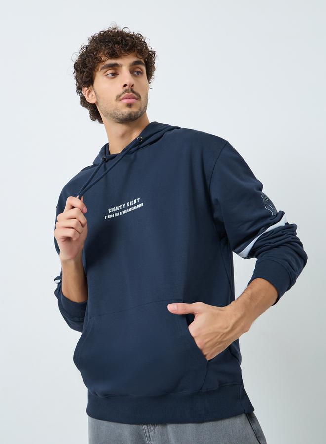 Styli Navy Blue Graphic Print Hoodie - Image 3