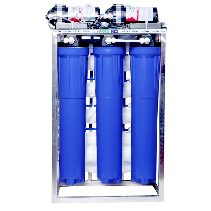 ONE RO 100 LPH commercial RO UV water purifier Plant 100 Liter Per Hour Blue Stainless steel Full Automatic with TDS Adjuster - Image 1