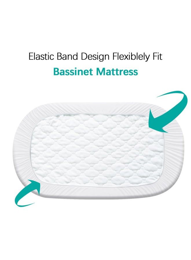 Biloban Bassinet Mattress Pad Cover, Fits 12" x 27" Moses Basket and Silver Cross Stroller Bassinet Mattress, 2 Pack, Ultra Soft Waterproof Breathable, White and Grey - Image 5