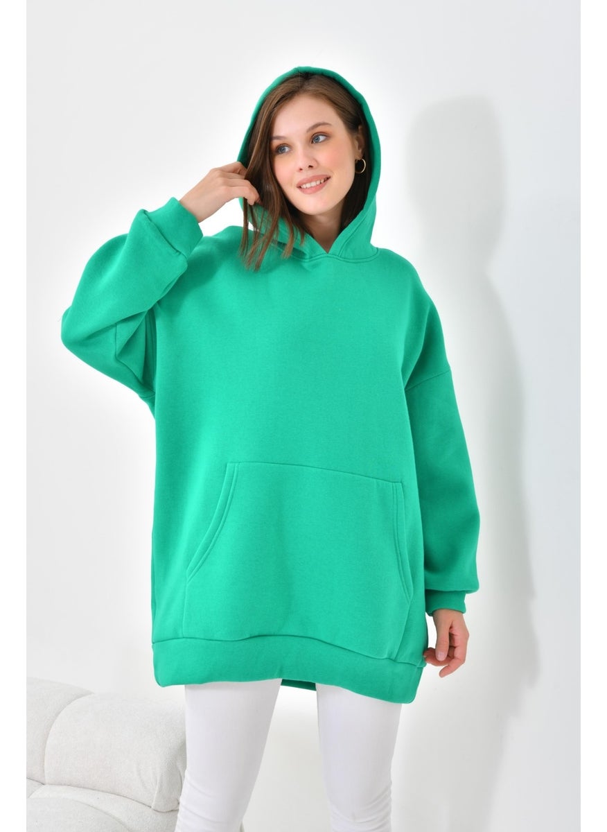 Garmi Ftz Women Women's 3 Thread Raised Hooded Sweatshirt Benetton  - Image 2