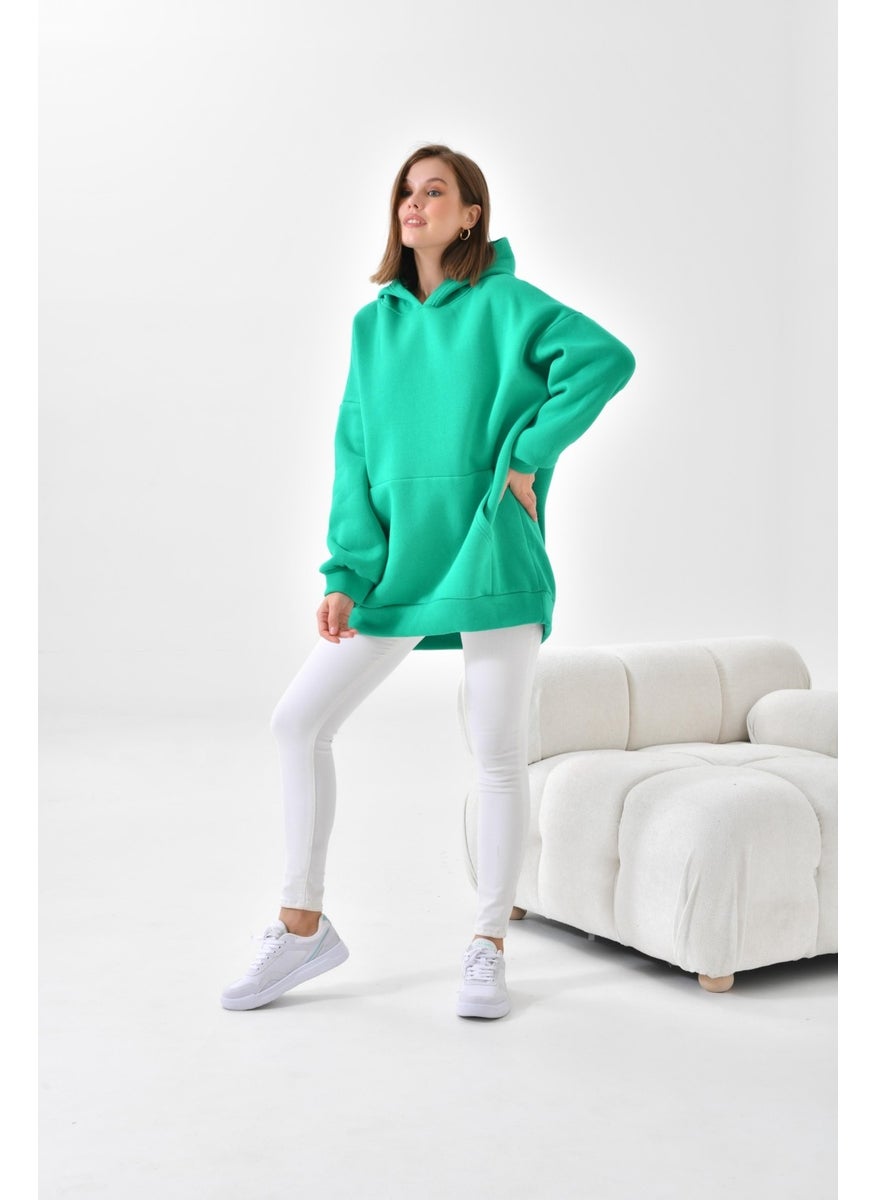 Garmi Ftz Women Women's 3 Thread Raised Hooded Sweatshirt Benetton  - Image 5