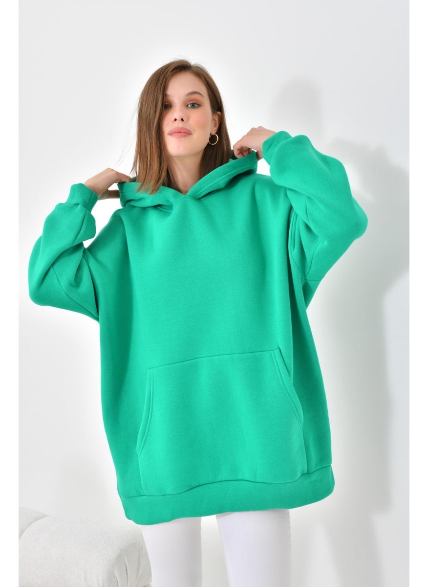 Garmi Ftz Women Women's 3 Thread Raised Hooded Sweatshirt Benetton  - Image 4