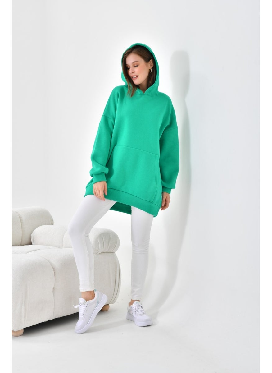 Garmi Ftz Women Women's 3 Thread Raised Hooded Sweatshirt Benetton  - Image 1