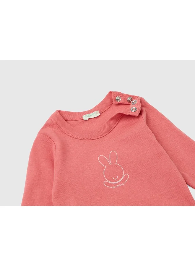 يونايتد كولورز أوف بينتيون Long Sleeve Bodysuit In Organic Cotton