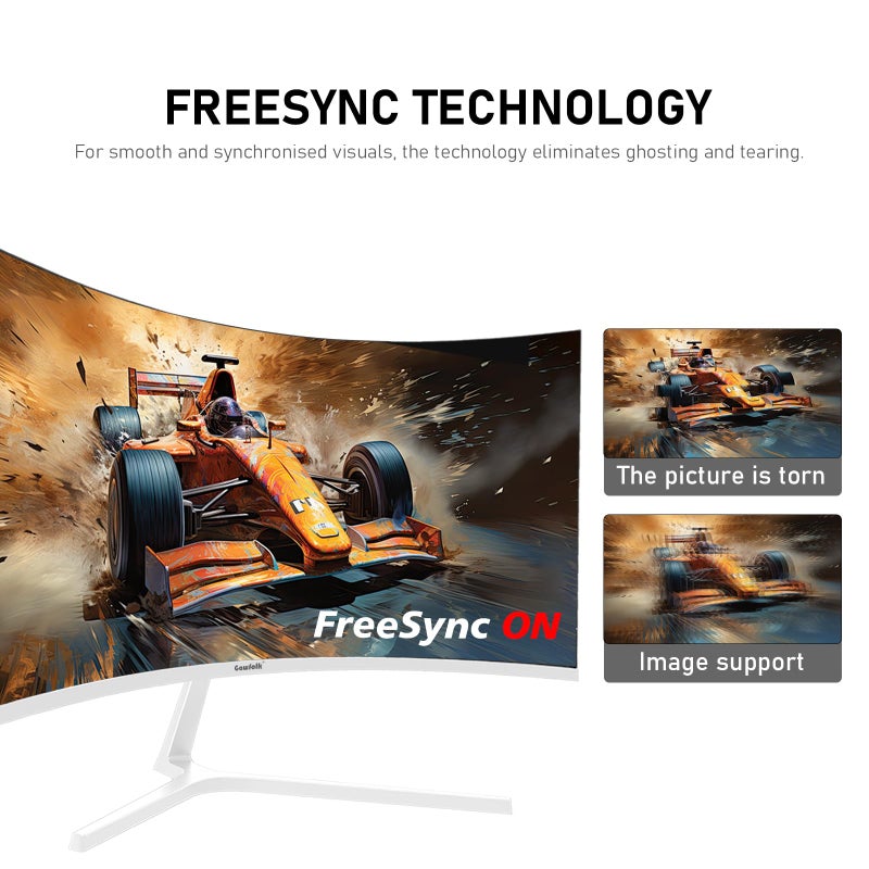 Gawfolk شاشة كمبيوتر Gawfolk مقاس 27 بوصة، منحنية 1800R، شاشات ألعاب 280Hz، FHD 1080p 1ms، Freesync، 98% sRGB، زاوية رؤية 178 درجة HDMI2.0، DisplayPort، متوافقة مع التركيب على الحائط 100 * 100MM - أبيض - Image 3