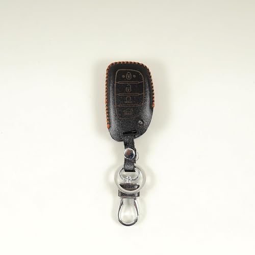 Aliens World Leather Smart Car Key Cover Case with Key Chain for Tucson, I-20 (2021), Creta, Venue, Elantra (Black) - Image 3