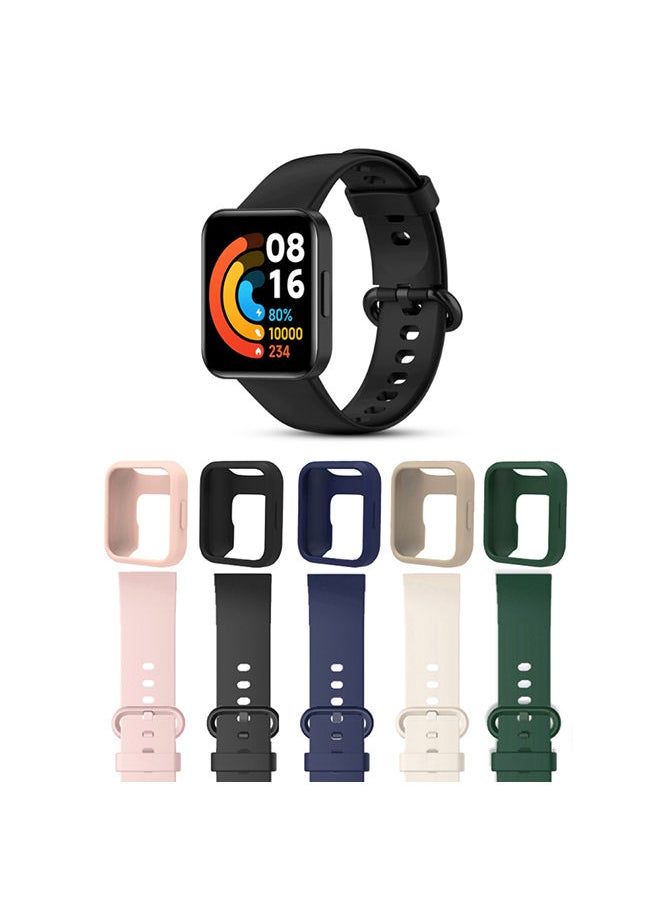 O Ozone Silicone Straps for Xiaomi Redmi Watch 2 Lite Band with Watch Case Soft Silicone Breathable Replacement Strap Wristband Sport Band for Women Men - (Pack Of 5)  - Image 1
