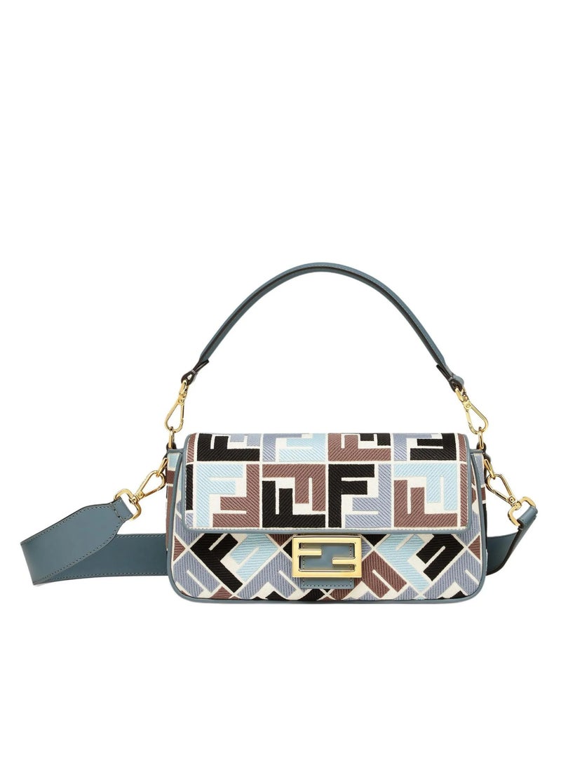 Fendi Rx Canvas Vitello King Extra Strap FF Embroidered Baguette - Image 1