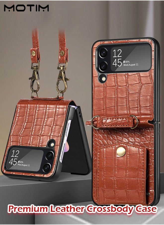 Motim Samsung Galaxy Z Flip 4 Wallet Case, Crossbody Phone Case, Premium Leather Anti-Scratch Shockproof Cover with Kickstand/Shoulder Strap/Card Holder  - Image 2