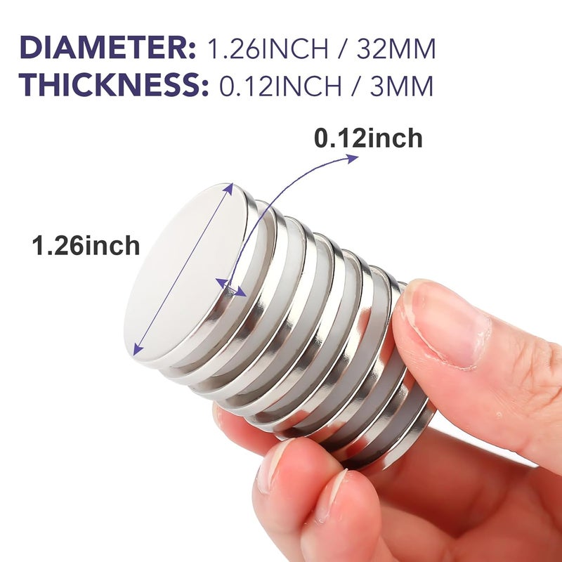 E BAVITE Super Strong Neodymium Disc Magnets with Double-Sided Adhesive 50 Packs Rare Earth Magnet Fridge DIY Building, Scientific Craft, and Office Magnets 1.26 inch D x 1/8 inch - Image 5