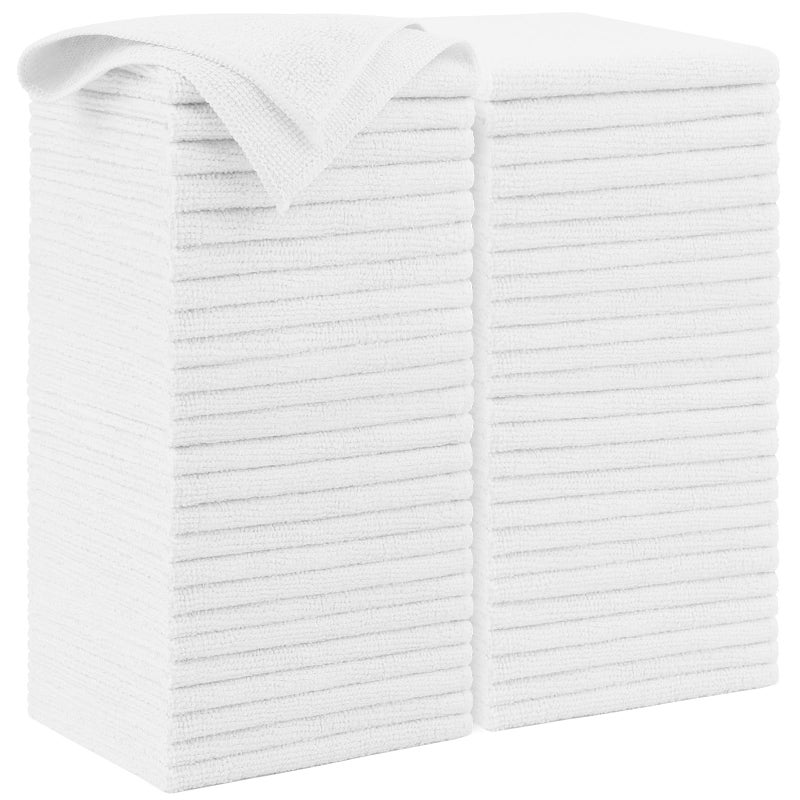 AIDEA Microfiber Cleaning Cloth White 50PK, Microfiber Towels for Cars, Premium Car Cloths, Dusting Cloth Lint Free Cleaning Rags for SUVs, House, Kitchen, Window, Workshops,12Ã—12" - Image 1
