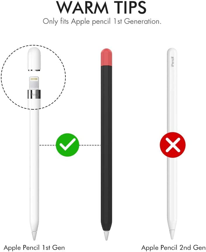 Mizi Duotone Silicone Sleeve Case Cover for Apple Pencil 1st Generation - (Black, Red) - Image 2