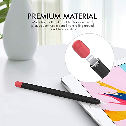 Mizi Duotone Silicone Sleeve Case Cover for Apple Pencil 1st Generation - (Black, Red) - Image 3