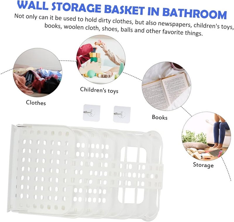 Foldable Wall Mounted Laundry Basket Large White Space Saving Storage Bin - Image 4