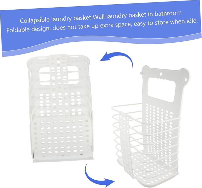 Foldable Wall Mounted Laundry Basket Large White Space Saving Storage Bin - Image 3