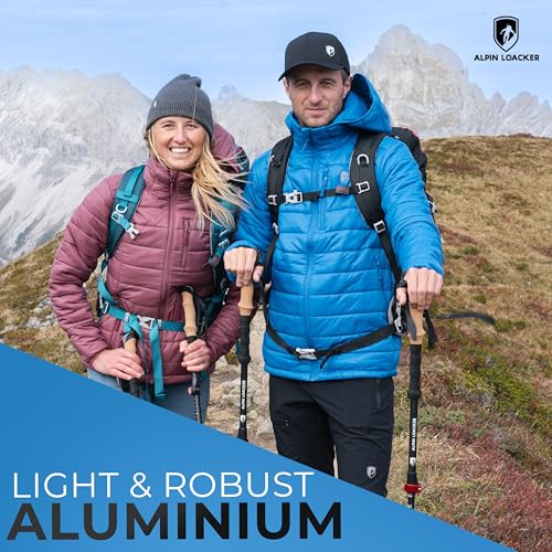 ALPIN LOACKER Collapsible Trekking Poles for Hiking I Aluminium Hiking Poles Ultra Lightweight I Adjustable Trekking Poles for Women and Men with Cork Grip, 45 to 53 inches - Image 2