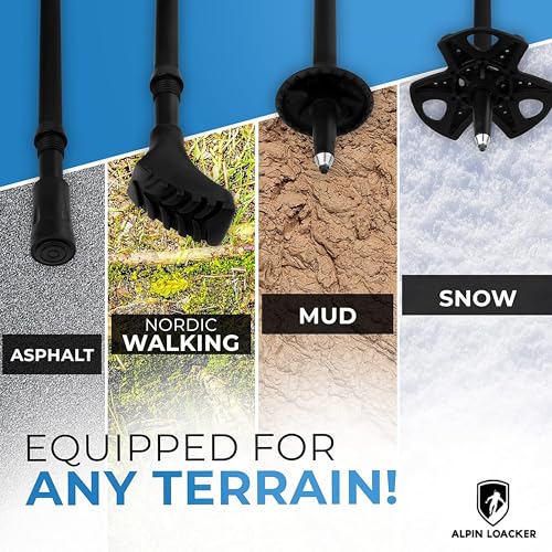 ALPIN LOACKER Collapsible Trekking Poles for Hiking I Aluminium Hiking Poles Ultra Lightweight I Adjustable Trekking Poles for Women and Men with Cork Grip, 45 to 53 inches - Image 5