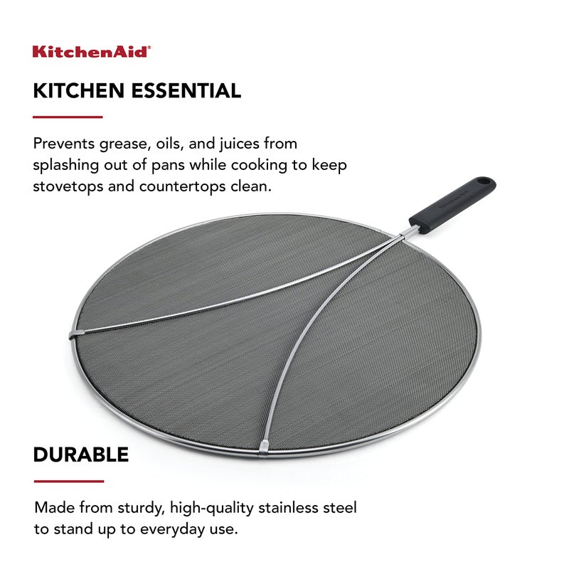 KitchenAid Gourmet Odor Absorbing Splatter Screen, 13-Inch, Black - Image 3