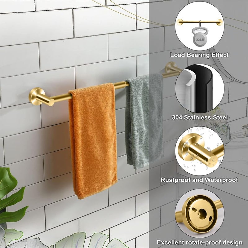 MGahyi Towel Racks for Bathroom-Adjustable Towel Holder(13.18inch-24inch) Sturdy and Rustproof Towel Bar Wall Mounted, Single Towel Bar Rod for Bathroom Accessories (Gold, 1Pack-Towel Bar) - Image 3