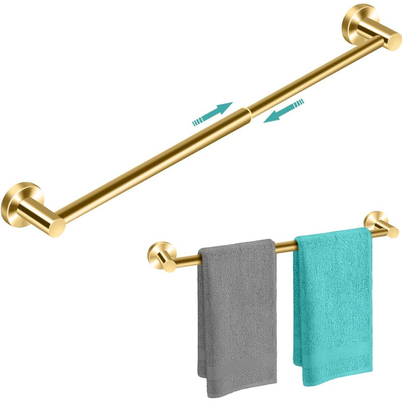 MGahyi Towel Racks for Bathroom-Adjustable Towel Holder(13.18inch-24inch) Sturdy and Rustproof Towel Bar Wall Mounted, Single Towel Bar Rod for Bathroom Accessories (Gold, 1Pack-Towel Bar) - Image 1
