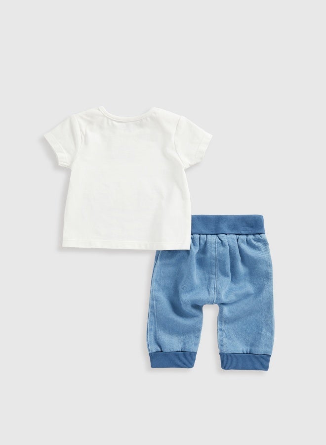 mothercare طقم تي شيرت وبنطال جينز بطبعة نمر - Image 3