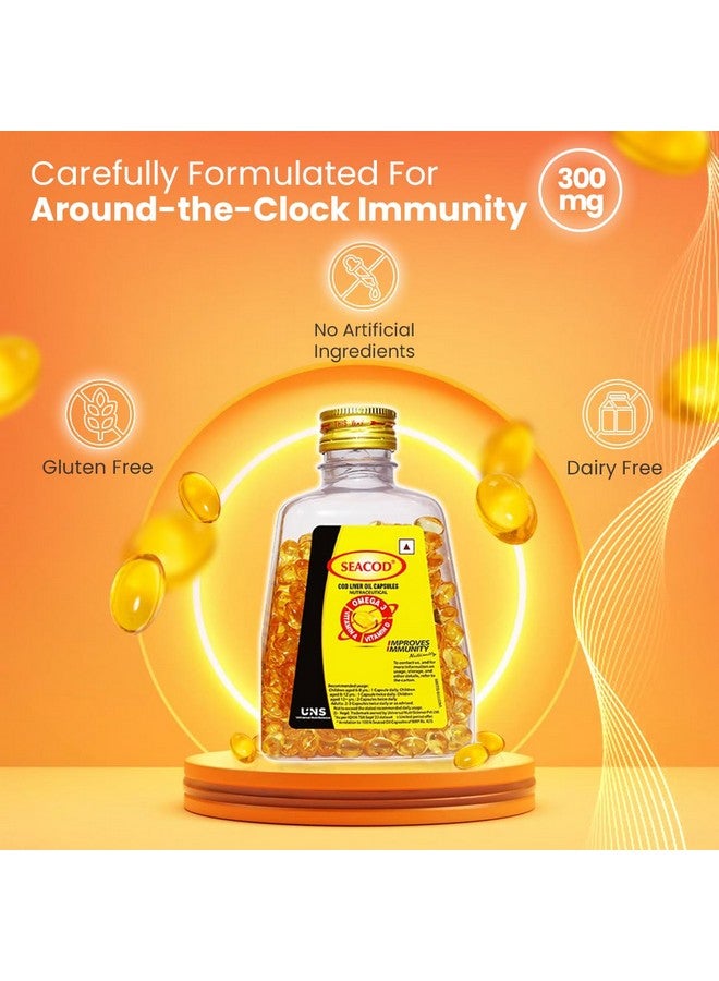 Seacod Pure Cod Liver Oil Capsules 300mg With Omega 3 Vitamin A & D For Kids & Adults (500 Softgels) - Image 4