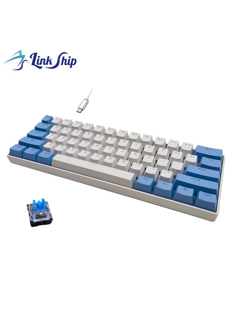 linkship 61 Keys Wired Mechanical Gaming Keyboard – Hot-Swappable Blue Switches, 1000Hz Report Rate, RGB Backlit, Ergonomic Design, <1ms Response for Windows Laptop PC Mac – Ideal for Call of Duty, Valorant, Dota 2 - Image 1