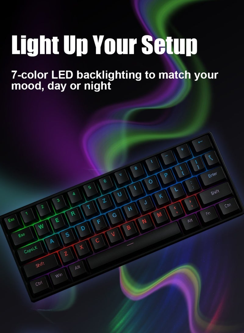 linkship 61 Keys Wired Mechanical Gaming Keyboard – Hot-Swappable Blue Switches, 1000Hz Report Rate, RGB Backlit, Ergonomic Design, <1ms Response for Windows Laptop PC Mac – Ideal for Call of Duty, Valorant, Dota 2 - Image 5