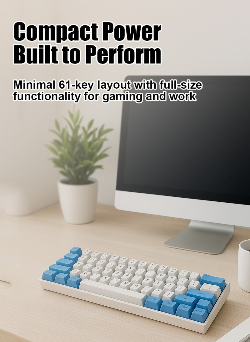 linkship 61 Keys Wired Mechanical Gaming Keyboard – Hot-Swappable Blue Switches, 1000Hz Report Rate, RGB Backlit, Ergonomic Design, <1ms Response for Windows Laptop PC Mac – Ideal for Call of Duty, Valorant, Dota 2 - Image 4