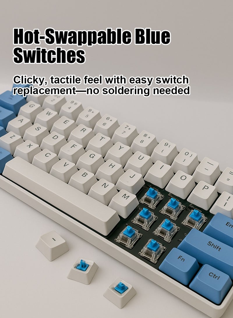 linkship 61 Keys Wired Mechanical Gaming Keyboard – Hot-Swappable Blue Switches, 1000Hz Report Rate, RGB Backlit, Ergonomic Design, <1ms Response for Windows Laptop PC Mac – Ideal for Call of Duty, Valorant, Dota 2 - Image 3