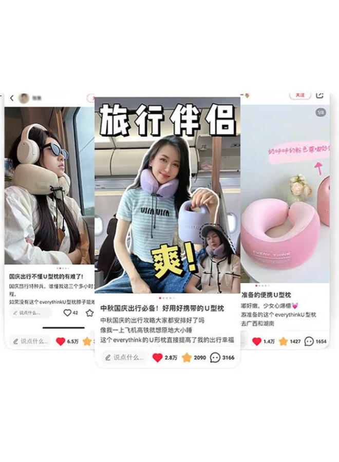 Everythink U-Shaped Neck Pillow, Travel Neck Support, Portable For Long-Distance Travel, Office Use, Nap, U-Shaped Neck Pillow - Image 3