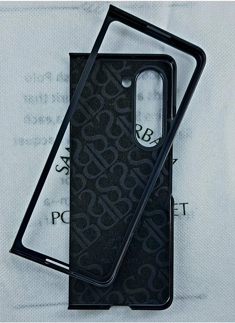 SANTA BARBARA POLO & RACQUET CLUB Ravel Series Genuine Leather Phone Back Cover Case for Samsung Glalaxy Z Fold 5 - Black  - Image 5