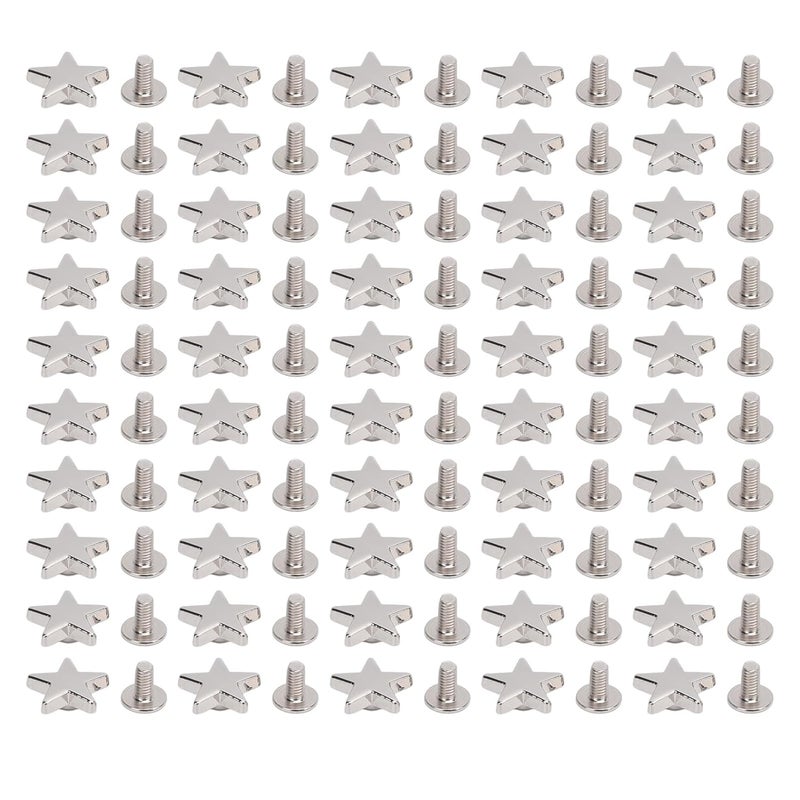 Leather Rivets Kit,Small Screws for Handbags,Pentagram Rivets, 50 Sets Screw Kit of Fixing Rivet(Silver) - Image 5