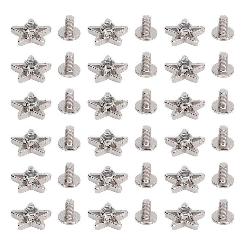Leather Rivets Kit,Small Screws for Handbags,Pentagram Rivets, 50 Sets Screw Kit of Fixing Rivet(Silver) - Image 4