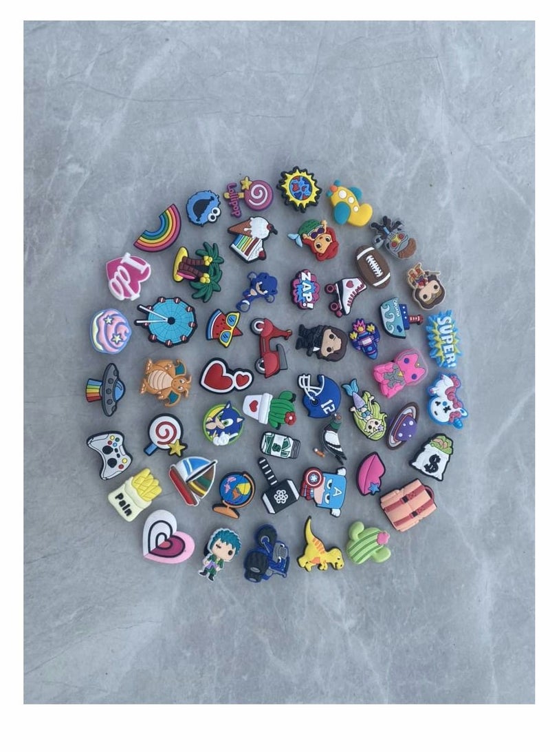 SYOSI Shoe Decoration Charms, 50 Pcs Random Different Charm for Crocs Shoe, Buckle Party Favors ​Mini Charm Bracelet Wristband for Men Women Kid - Image 3