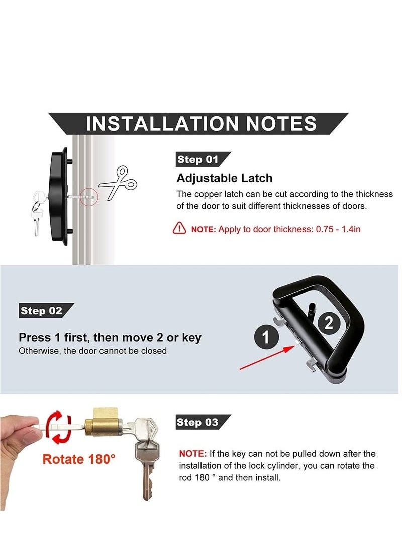 Generic - Patio Door Handle Set, Replacement Sliding Glass Door Lock Set with Key Cylinder & Mortise Lock for Door Thickness from 0.75in to 1.4in, 4-15/16 Screw Holes, Reversible Design (White) - Image 1