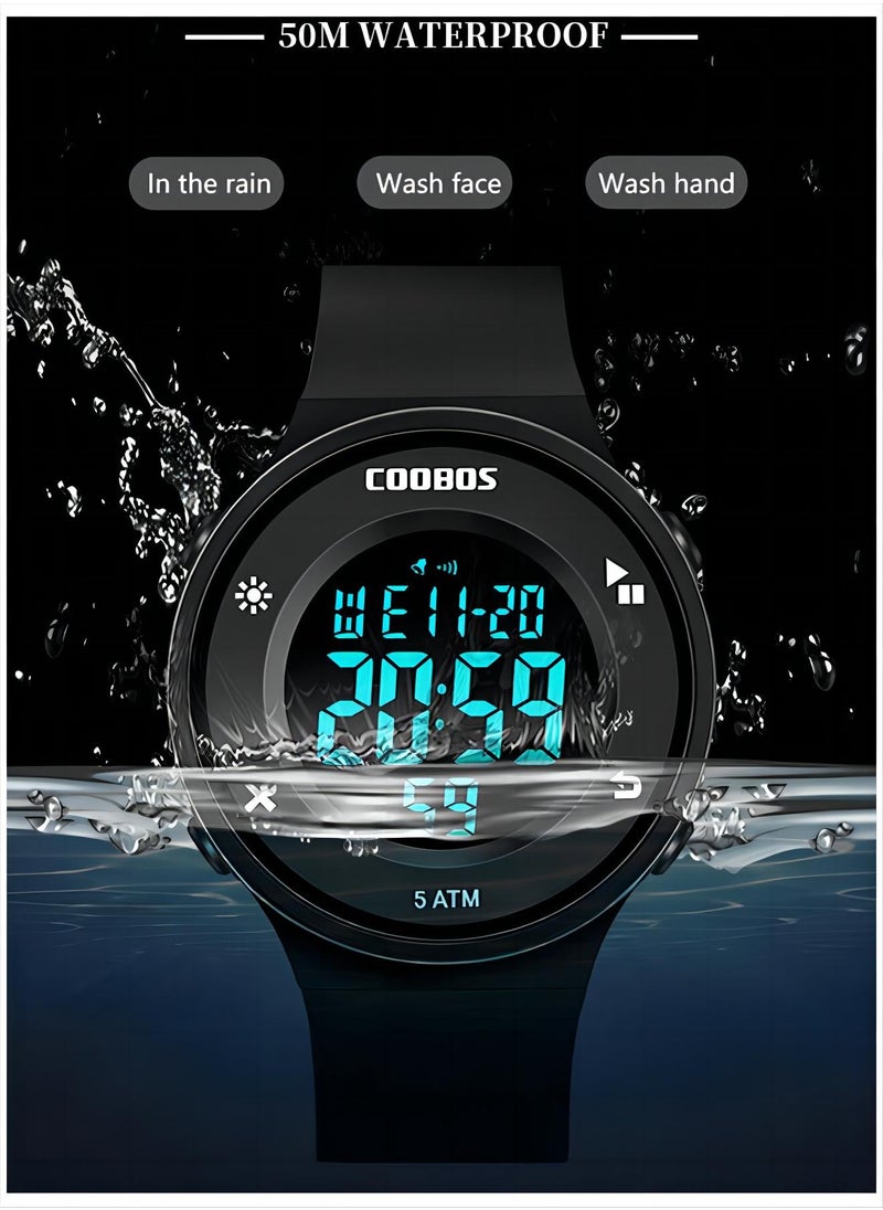 Coobos - Kids Water Resistant Rubber Digital Watch Rose Red - Image 1