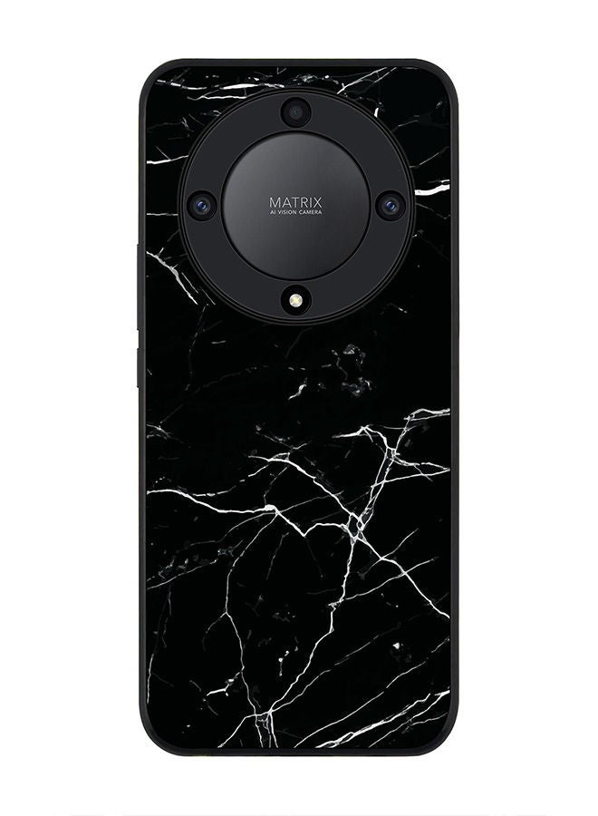 Stylizedd Rugged Black edge case for Honor X9a 5G Slim fit Soft Case Flexible Rubber Edges Anti Drop TPU Gel Thin Cover -  Marble Print Black - Image 1