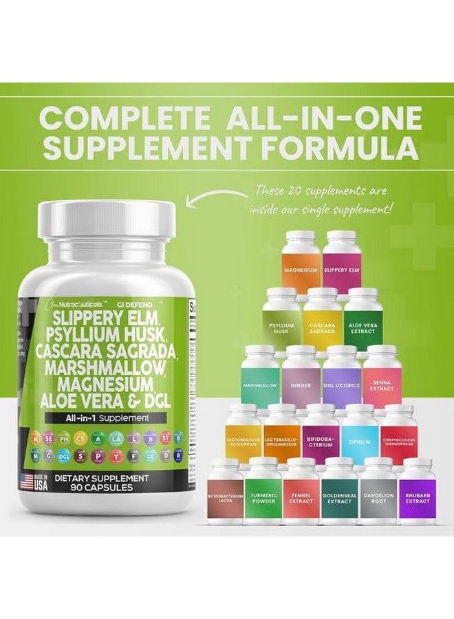 Clean Nutraceuticals مكمل صحي للأمعاء مع قشرة السيليوم من شجرة الزيزفون مع الألوة فيرا وكاسكارا ساغرادا وجذر المارشميلو ودي جي ال وعرق السوس ومستخلص السنا - Image 2