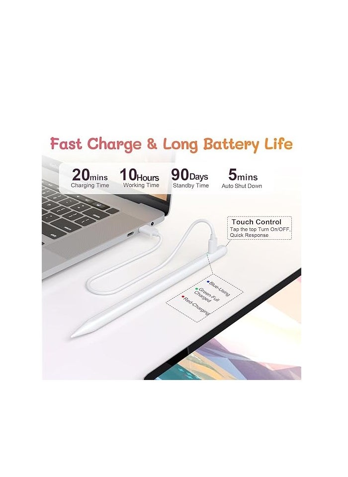 Stylus Pen for iPad with Palm Rejection, Active Pencil 2nd Generation Compatible with iPad Pro 11/12.9‘’ (2018-2023), iPad 10th/9th/8th/7th/6th Gen, iPad Mini 5/6th Gen,iPad Air 3rd/4th/5th Gen