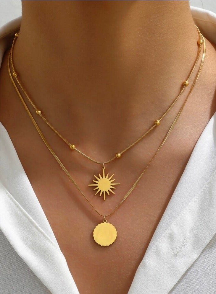 إيكوال سلسال نسائي أنيق مصنوع من الاستانلس ستيل مطلي باللون الذهبي عيار 18 - Image 1