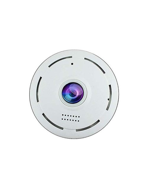Mini 360° Wireless Panoramic Security Camera – Compact, White, with Full Coverage and Remote Access